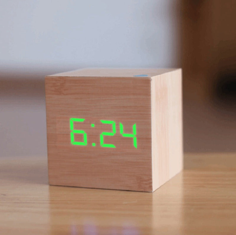 Personalized Wooden Digital LED Alarm Clock – Stylish Home Decor Accessory with USB/Battery Power