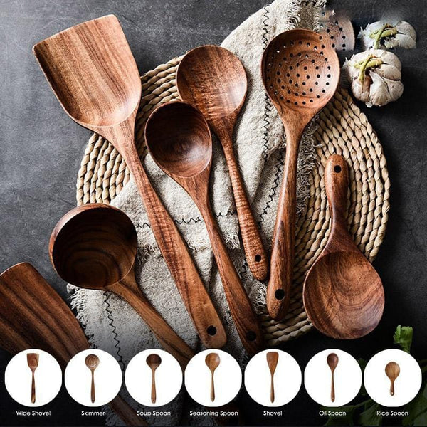 Teak Wood Kitchen Utensil Set