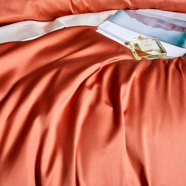 Miravique Orange Embroidered Edge Egyptian Cotton Bedding Set