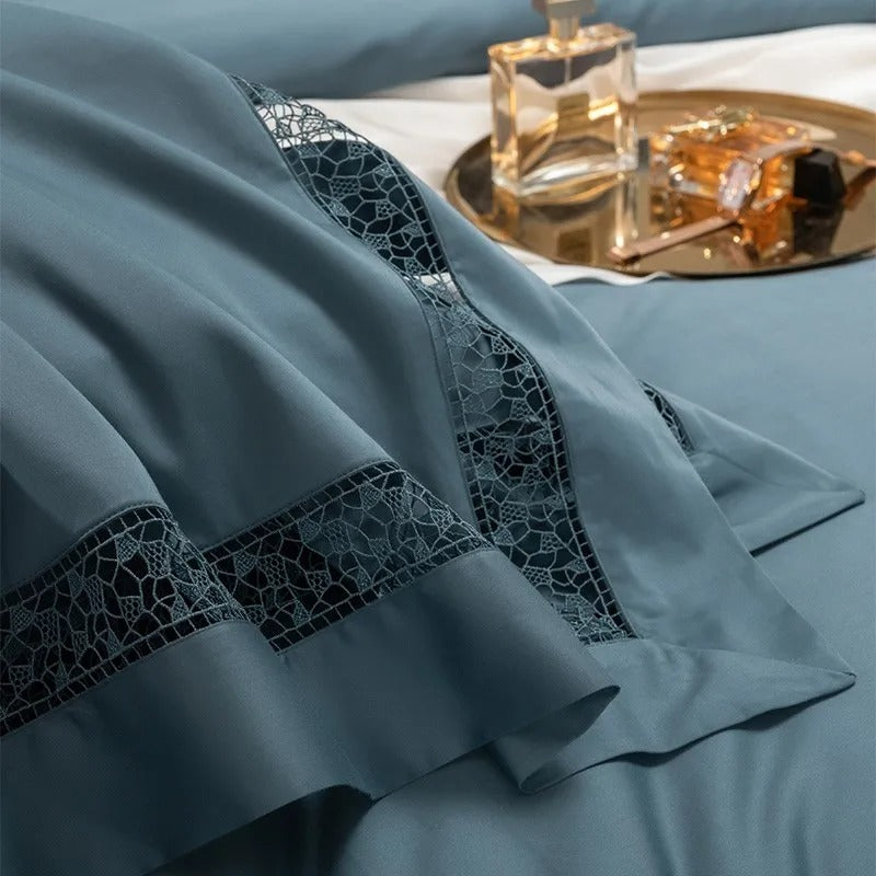 Miravique Blue Egyptian Cotton Bedding Set