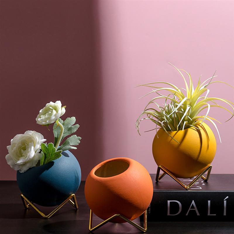 Miravique Colors Ceramic Planter Pots with Stand