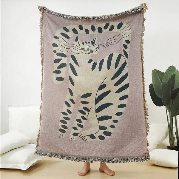 Abstract Woven Tapestry Throw Blanket