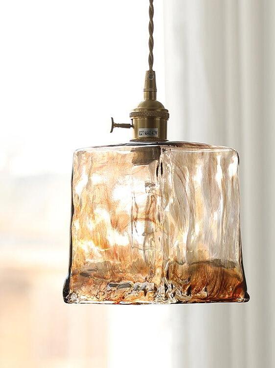 Miravique Brass Amber Glass Pendant Light