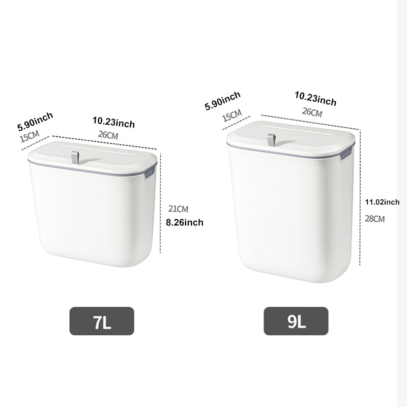 Wall Mounted Hanging Trash Bin | Space-Saving Kitchen Trash Can with Sealing Lid for Odor Control | Versatile Use in Cabinets, Bathrooms, and Offices