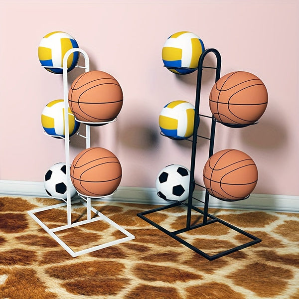 Portable Carbon Steel Ball Storage Rack - Display Stand for Basketball, Football, and Volleyball