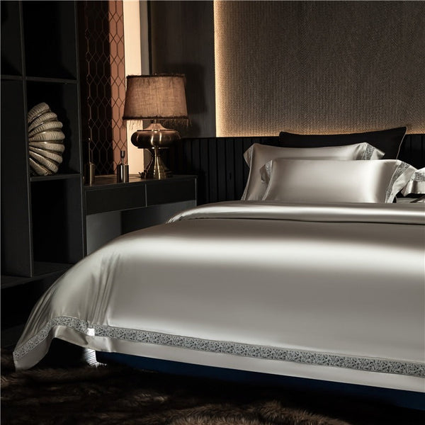 Miravique Ash Modern Satin Egyptian Cotton Bedding Set