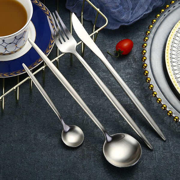 Matte Silver 24-Piece Flatware Cutlery Set