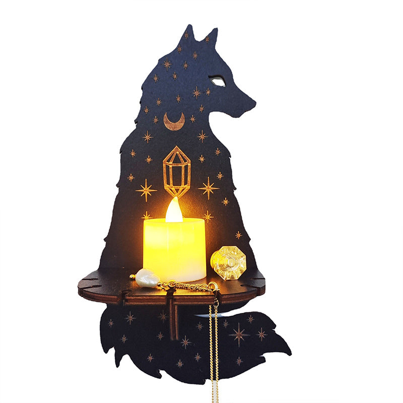 Celestial Wolf Altar Stand | Unique Home Décor for Crystals, Candles, and Pendants