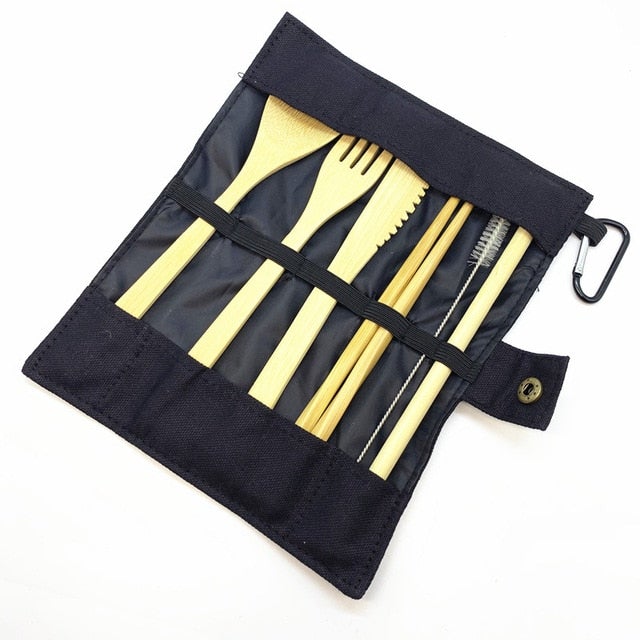 Bamboo Cutlery Set with Portable Case