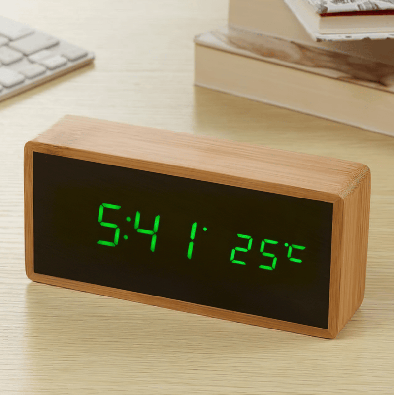 Bamboo LED Alarm Clock