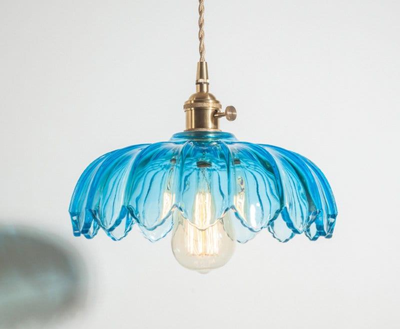 Retro Vintage Industrial Glass Lotus Flower Pendant Light