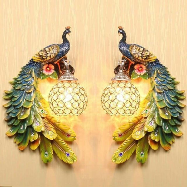 Bohemian Peacock Luxury LED Crystal Wall Sconce Lamp