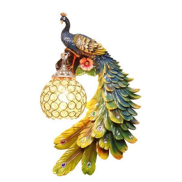 Bohemian Peacock Luxury LED Crystal Wall Sconce Lamp