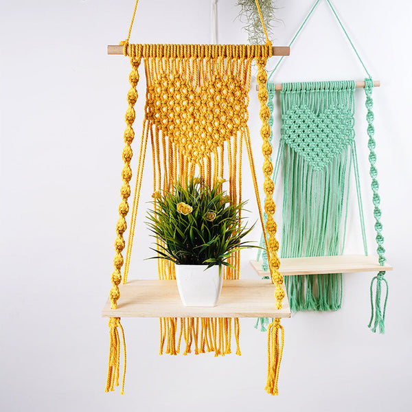 Colorful Woven Macramé Hanging Shelf