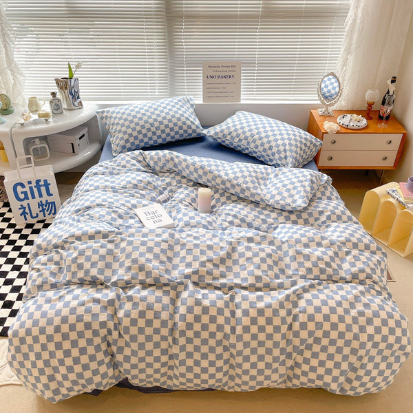 Danish Aesthetic Checkered Pattern Bedding