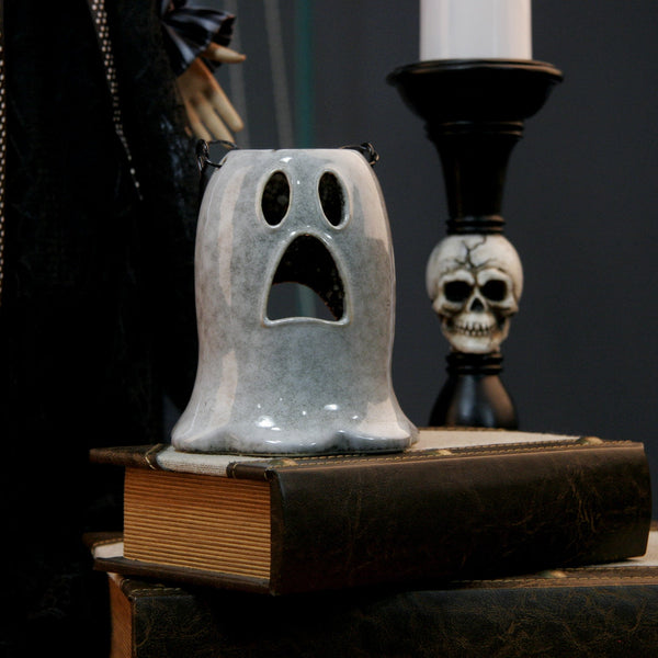 Ghostly Ceramic Halloween Candle Holder