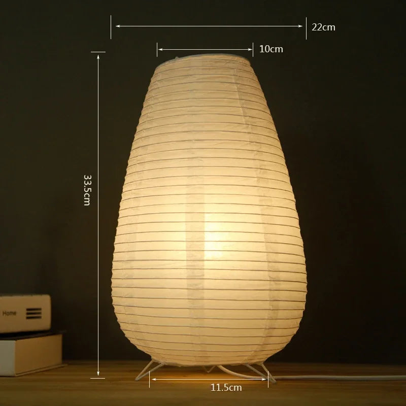 Japanese Wabi-Sabi Rice Paper Cylinder Lantern Lamp – Traditional Floor & Table Lamp with Eastern Design