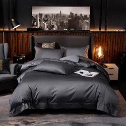 Miravique Deep Grey Silky Soft Egyptian Cotton Bedding Set