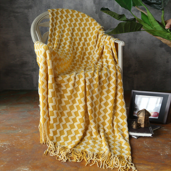 Zig Zag Fringe Chenille Blanket