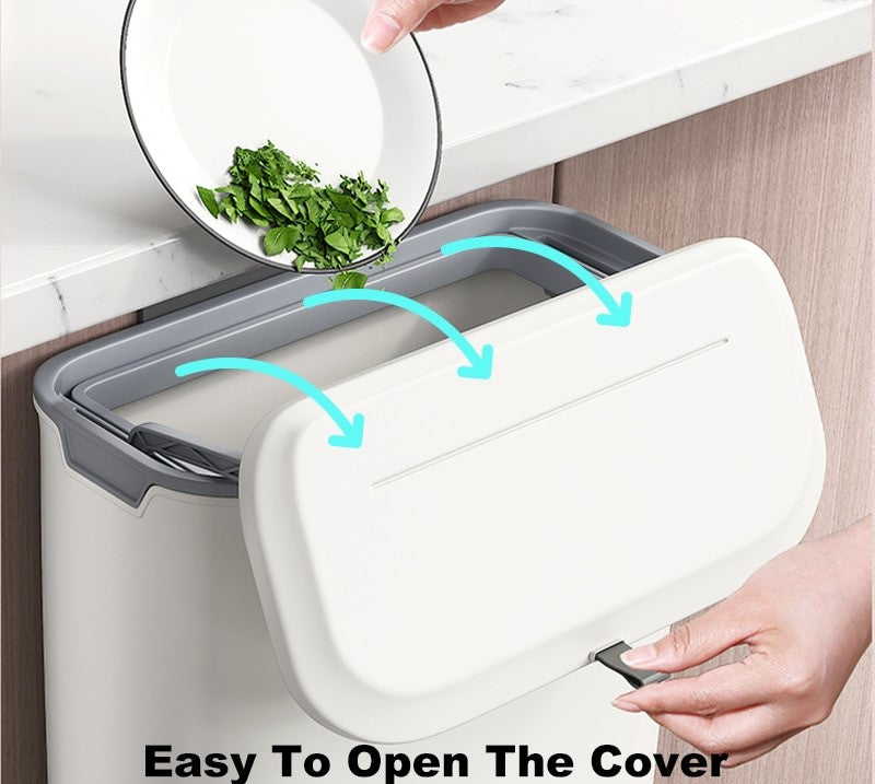 Wall Mounted Hanging Trash Bin | Space-Saving Kitchen Trash Can with Sealing Lid for Odor Control | Versatile Use in Cabinets, Bathrooms, and Offices