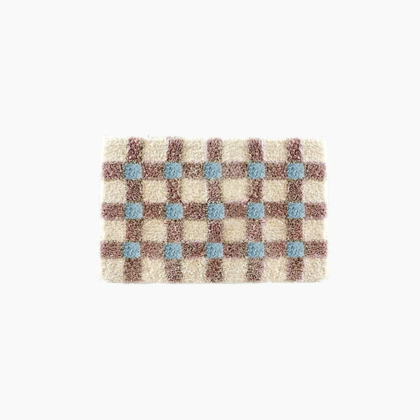 Pastel Tone Checkerboard Bedside Rug