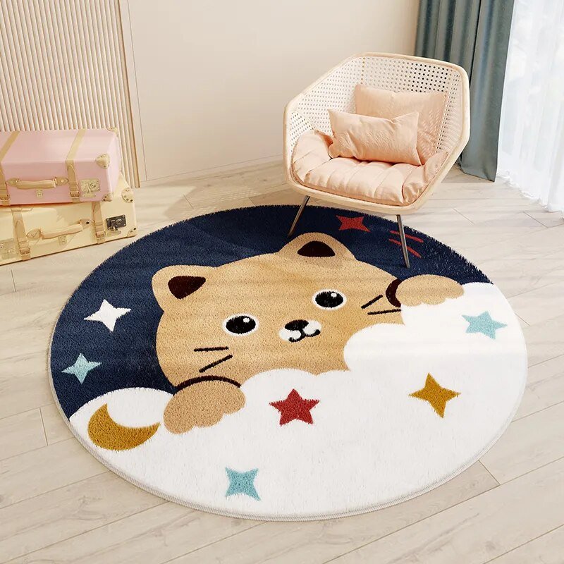 Children's Round Cartoon Bedroom Rug