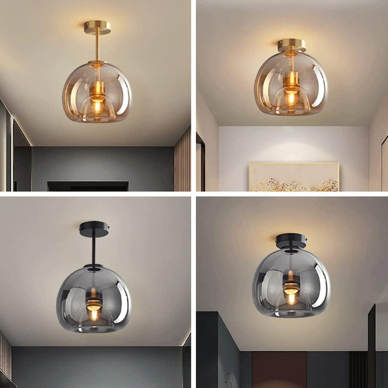 Miravique Copper Glass Semi Flush Mount Ceiling Light