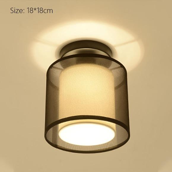 Classic Japanese LED Warm Ceiling Lamp - Iron with Cloth Shade, Surface-Mounted, E27 Bulb