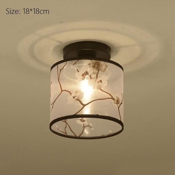 Classic Japanese LED Warm Ceiling Lamp - Iron with Cloth Shade, Surface-Mounted, E27 Bulb