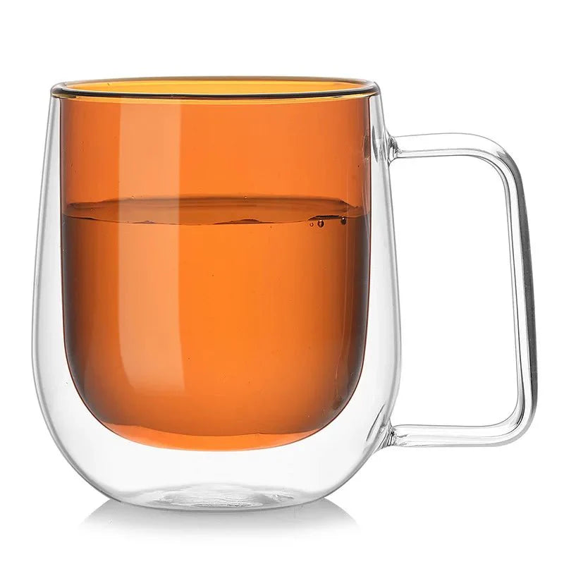 Colourful Double Walled Transparent Coffee Mug