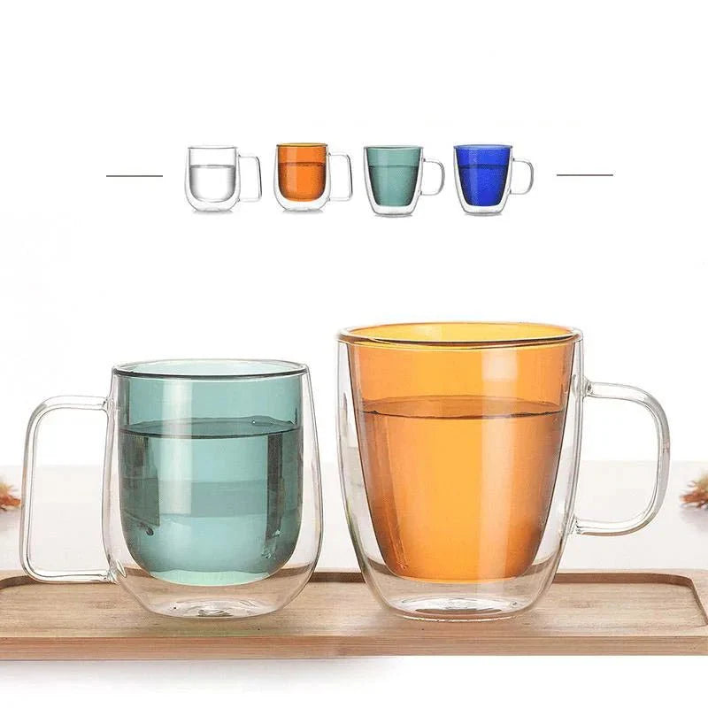 Colourful Double Walled Transparent Coffee Mug