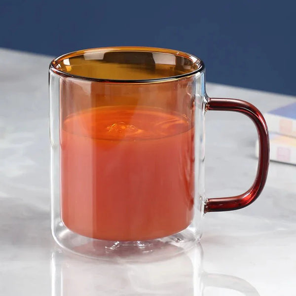 Colourful Glass Double Walled Coffee Mug