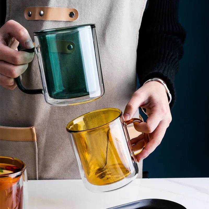 Colourful Glass Double Walled Coffee Mug