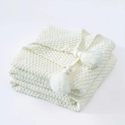 Woollen Knitted Tassel Sofa Blanket