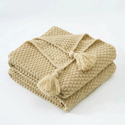 Woollen Knitted Tassel Sofa Blanket