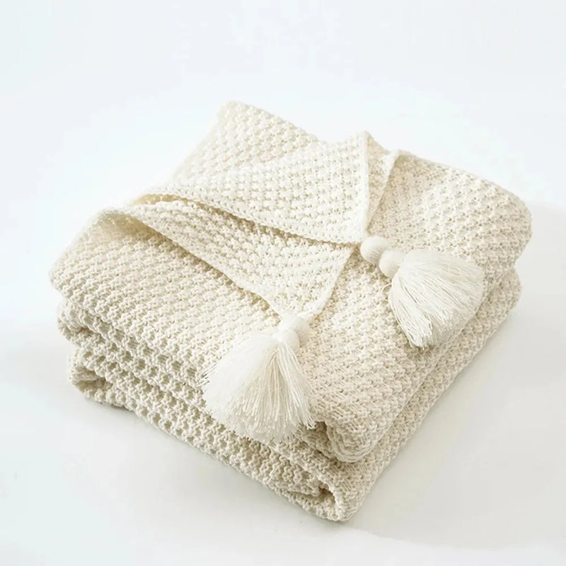 Woollen Knitted Tassel Sofa Blanket