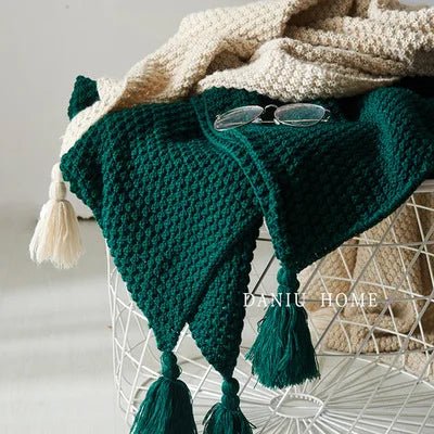 Woollen Knitted Tassel Sofa Blanket