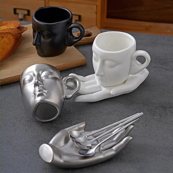 Minimal Face Shape Coffee Cup Set