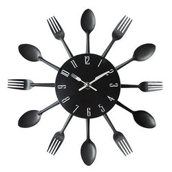 Cutlery Metal Kitchen Wall Clock - Spoon & Fork Design, Unique Quartz Wall Mounted Clock for Modern Kitchens