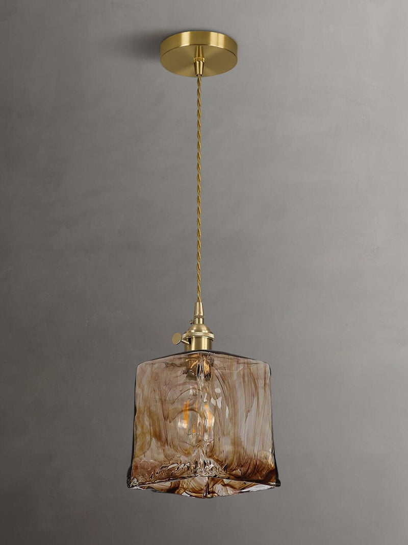 Miravique Brass Amber Glass Pendant Light