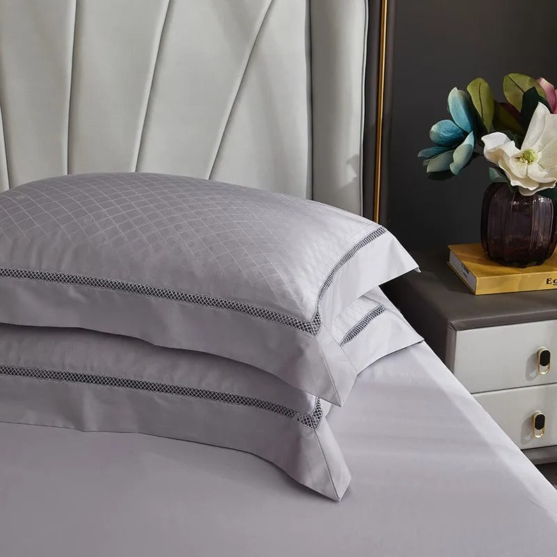 Miravique Grey Jacquard Egyptian Cotton Luxury Bedding Set