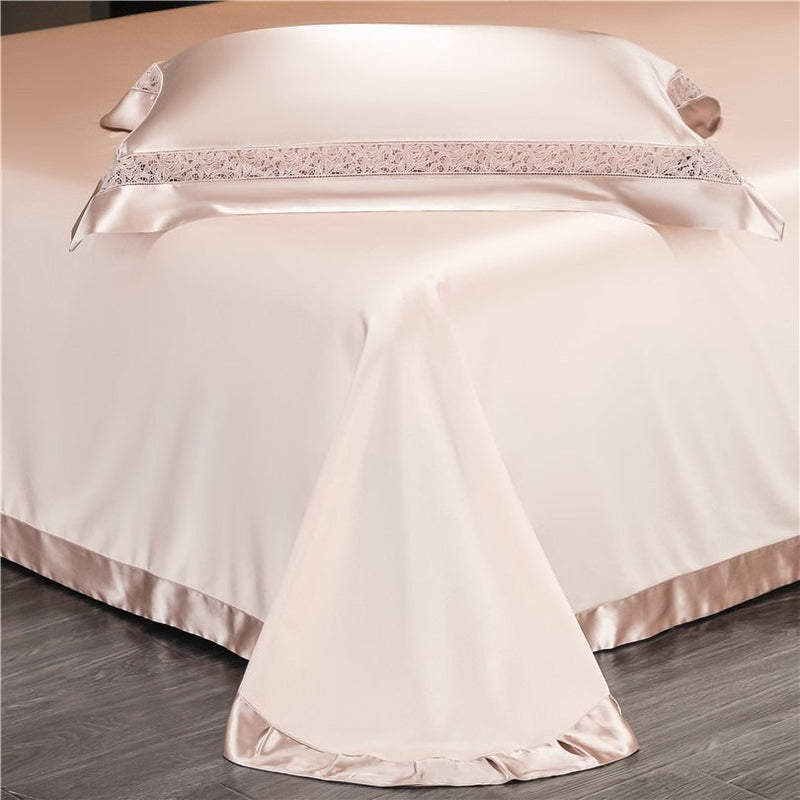 Miravique Rose Gold Modern Satin Egyptian Cotton Bedding Set