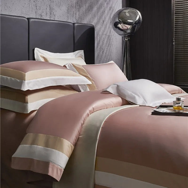 Miravique Pink Stripe Egyptian Cotton Bedding Set