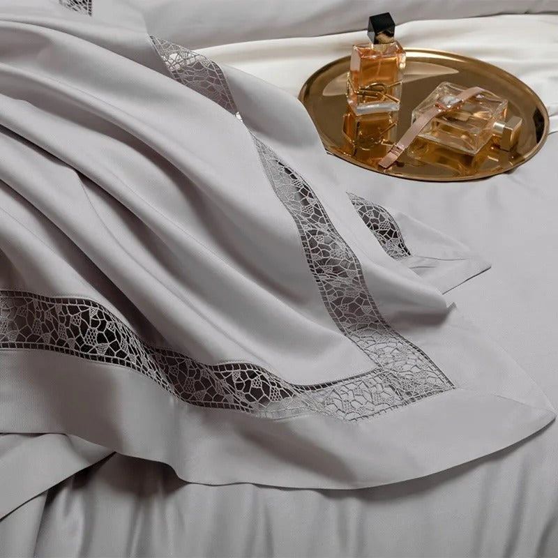 Miravique Silver Egyptian Cotton Bedding Set