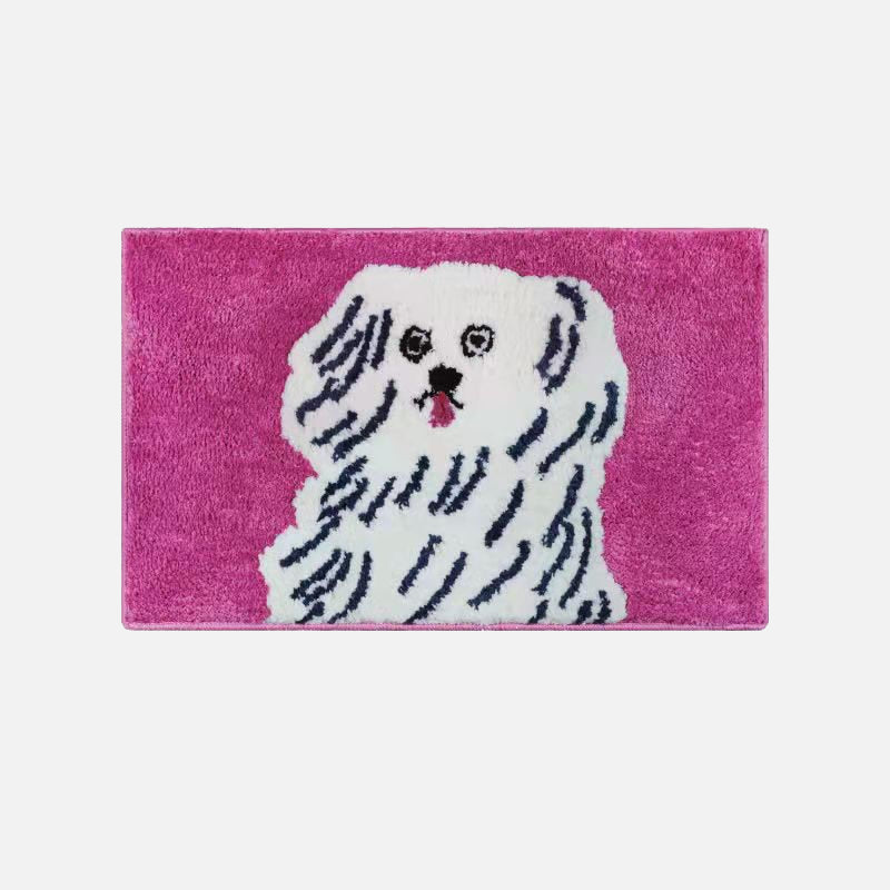 Fancy Doggie Cartoon Bath Mat