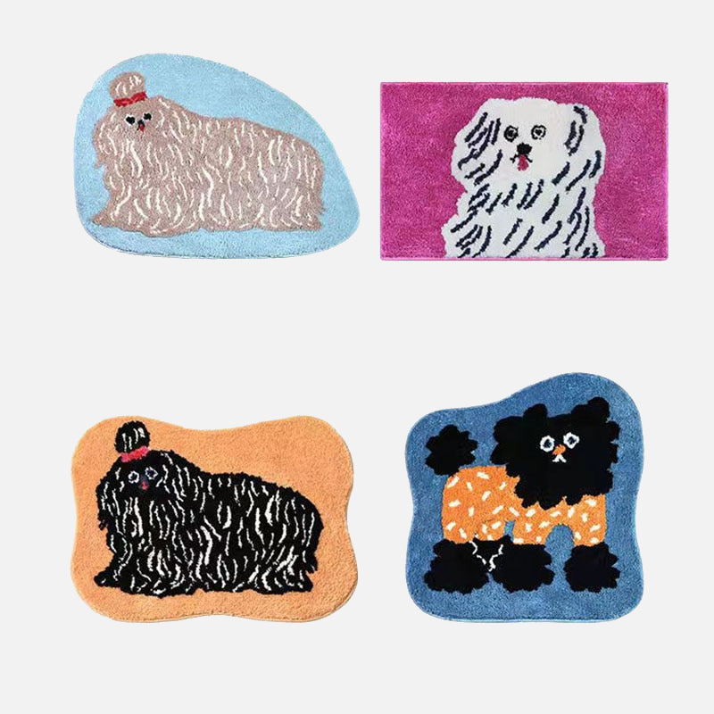 Fancy Doggie Cartoon Bath Mat