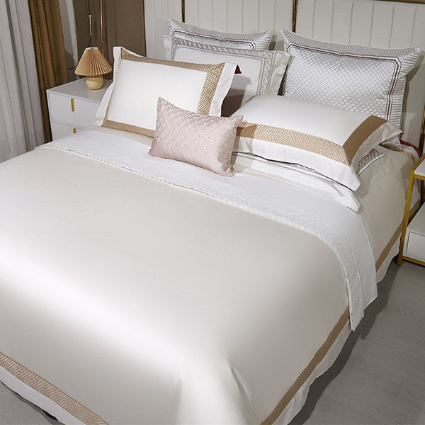 Miravique White Egyptian Cotton Bedding Set