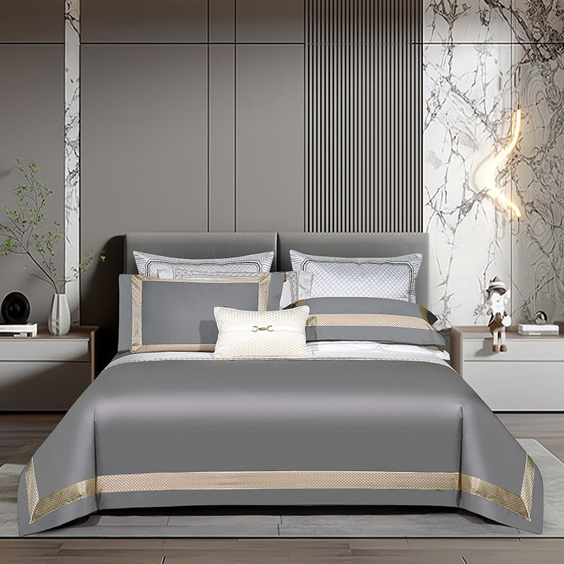 Miravique Grey Egyptian Cotton Bedding Set