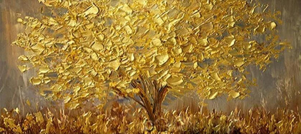 Hand Painted Gold Tree Oil Painting On Canvas Large Palette 3D Paintings For Living Room Modern Abstract Wall Art Pictures