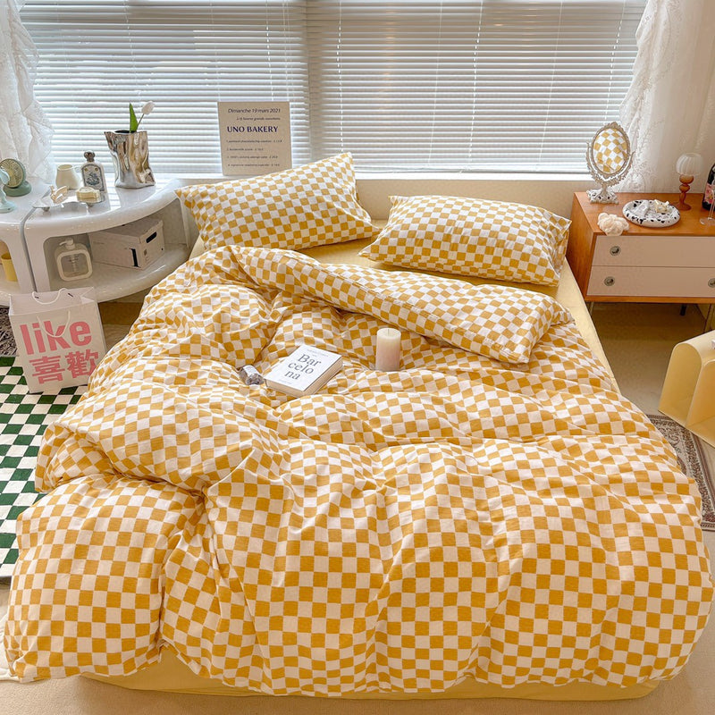 Danish Aesthetic Checkered Pattern Bedding